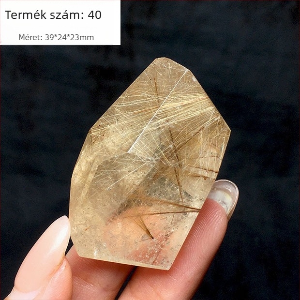 Kristály dísz, titán kristály, csiszolt polyéder, nyers kő