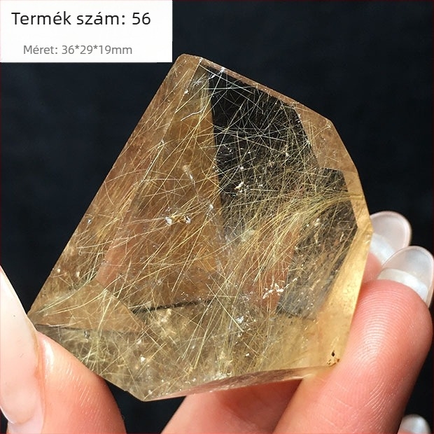 Kristály dísz, titán kristály, csiszolt polyéder, nyers kő