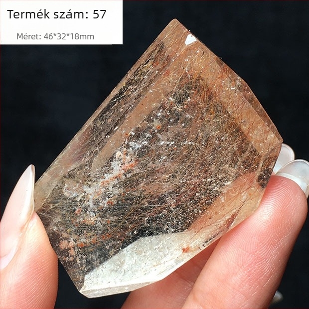 Kristály dísz, titán kristály, csiszolt polyéder, nyers kő