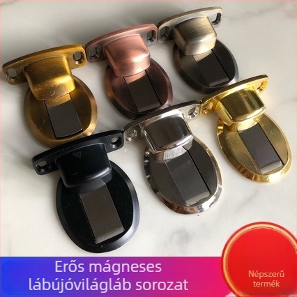 Ajtó stopper fúrás nélküli, láthatatlan erős mágneses ütközésvédővel (Minta 005a; cink ötvözet; talajhoz tapadó; padlóra szerelhető; automata)