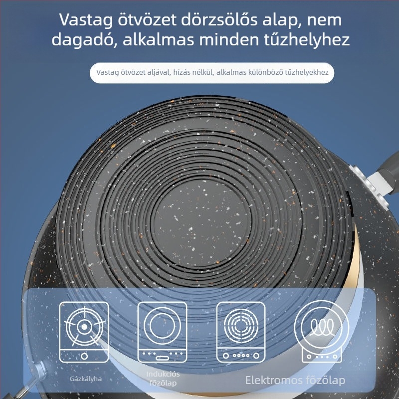 Finomított vasból készült wok, tapadásmentes, kompatibil gáztűzhellyel és indukciós főzőlappal, súly 2,2 kg, mélység 10 cm