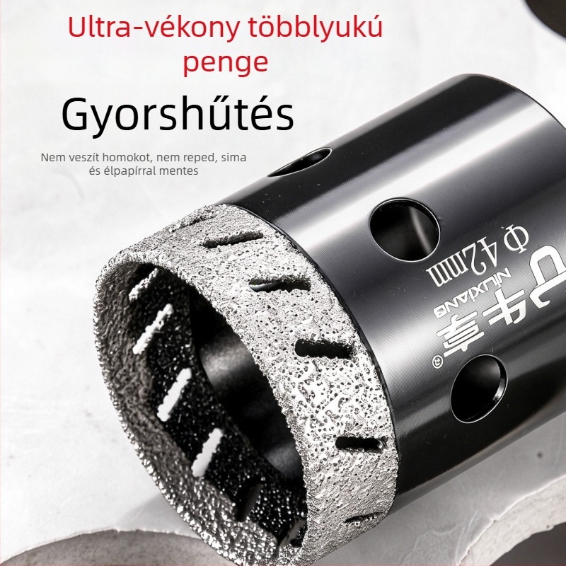 Szögcsiszoló lyuknyitó kerámia csempe és üveghez — ultra vékony, több lyukú, széles nyílású, száraz fúrás