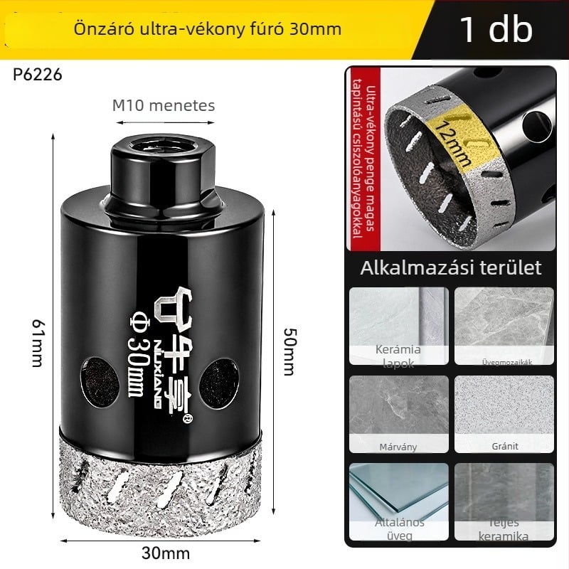 Szögcsiszoló lyuknyitó kerámia csempe és üveghez — ultra vékony, több lyukú, széles nyílású, száraz fúrás