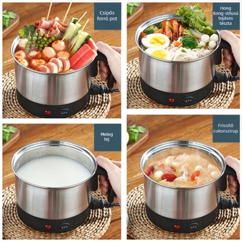 Rozsdamentes acélból készült elektromos főzőedény – többfunkciós, kivehető és mosható belső tartállyal