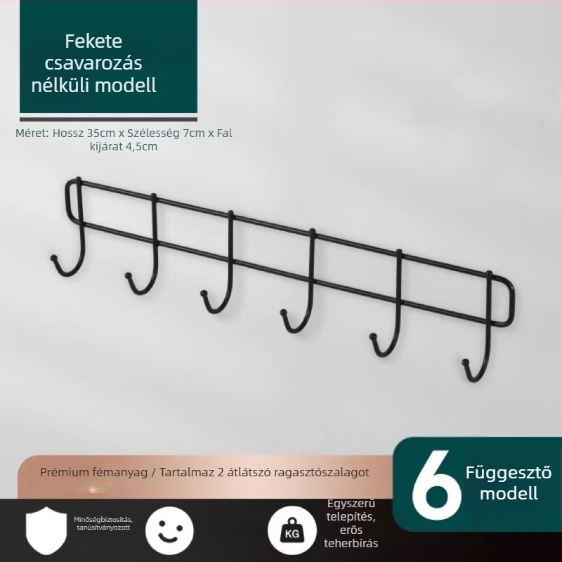 Fúrás nélküli falikampó ragasztóval – vasból készült, modern minimalista stílus, teherbírás 3–5 kg, egy darabból álló kialakítás
