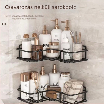 Kész sarokpolc fürdőszobába, vasból, skandináv stílusú, multifunkcionális, falra szerelhető