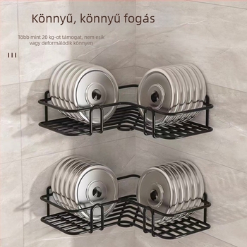 Kész sarokpolc fürdőszobába, vasból, skandináv stílusú, multifunkcionális, falra szerelhető