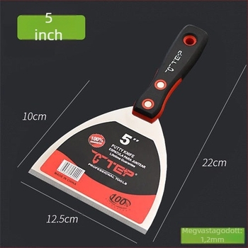 Rozsdamentes acél vakoló kés vastagított élű, eszköz a falak gletteléséhez