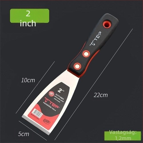 Rozsdamentes acél vakoló kés vastagított élű, eszköz a falak gletteléséhez