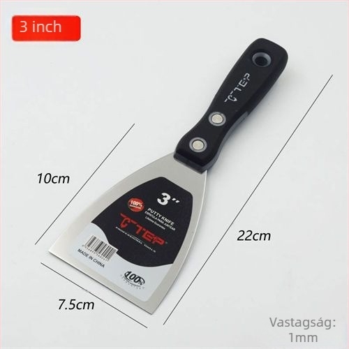 Rozsdamentes acél vakoló kés vastagított élű, eszköz a falak gletteléséhez