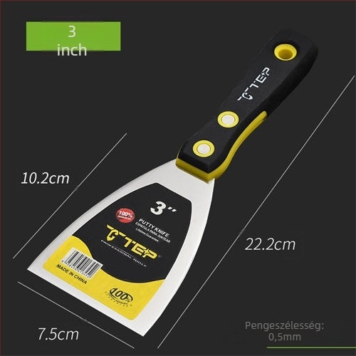 Rozsdamentes acél vakoló kés vastagított élű, eszköz a falak gletteléséhez