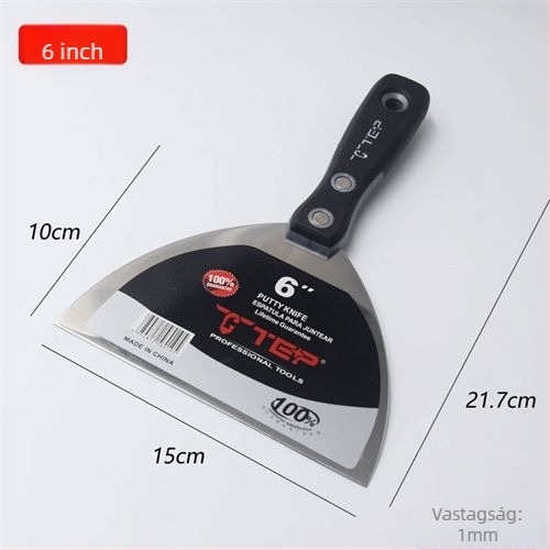 Rozsdamentes acél vakoló kés vastagított élű, eszköz a falak gletteléséhez