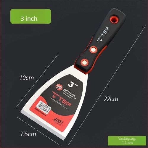 Rozsdamentes acél vakoló kés vastagított élű, eszköz a falak gletteléséhez