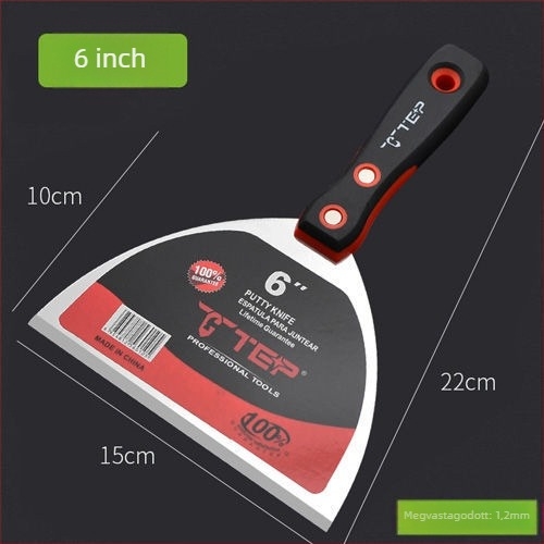 Rozsdamentes acél vakoló kés vastagított élű, eszköz a falak gletteléséhez