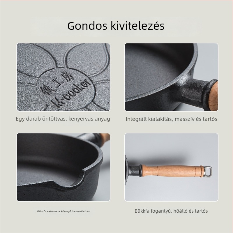 Bevonat nélküli vas serpenyő, kis méretű, tojásokhoz, palacsintákhoz, steakhez és gombócokhoz