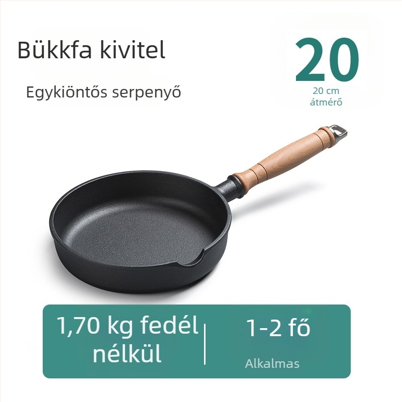 Bevonat nélküli vas serpenyő, kis méretű, tojásokhoz, palacsintákhoz, steakhez és gombócokhoz