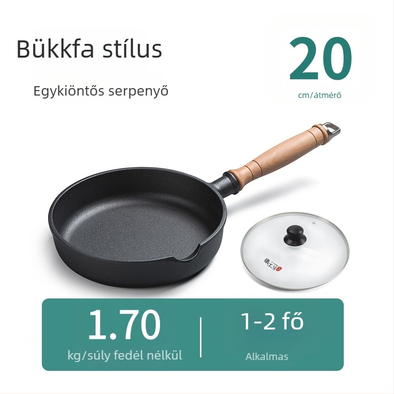 Bevonat nélküli vas serpenyő, kis méretű, tojásokhoz, palacsintákhoz, steakhez és gombócokhoz