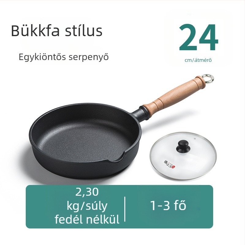Bevonat nélküli vas serpenyő, kis méretű, tojásokhoz, palacsintákhoz, steakhez és gombócokhoz