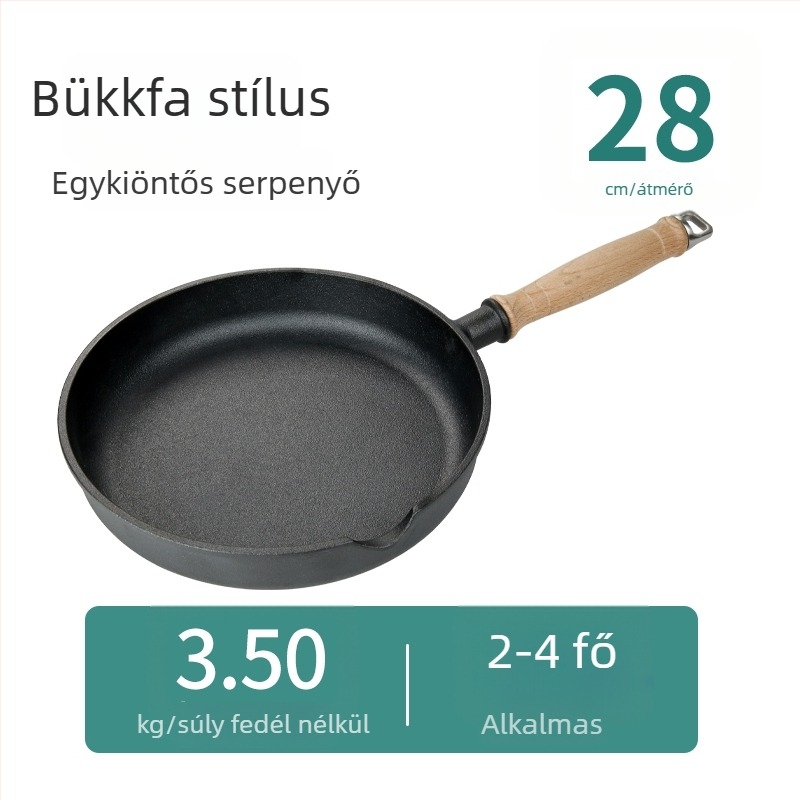 Bevonat nélküli vas serpenyő, kis méretű, tojásokhoz, palacsintákhoz, steakhez és gombócokhoz