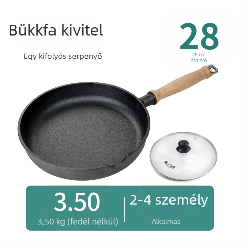 Bevonat nélküli vas serpenyő, kis méretű, tojásokhoz, palacsintákhoz, steakhez és gombócokhoz
