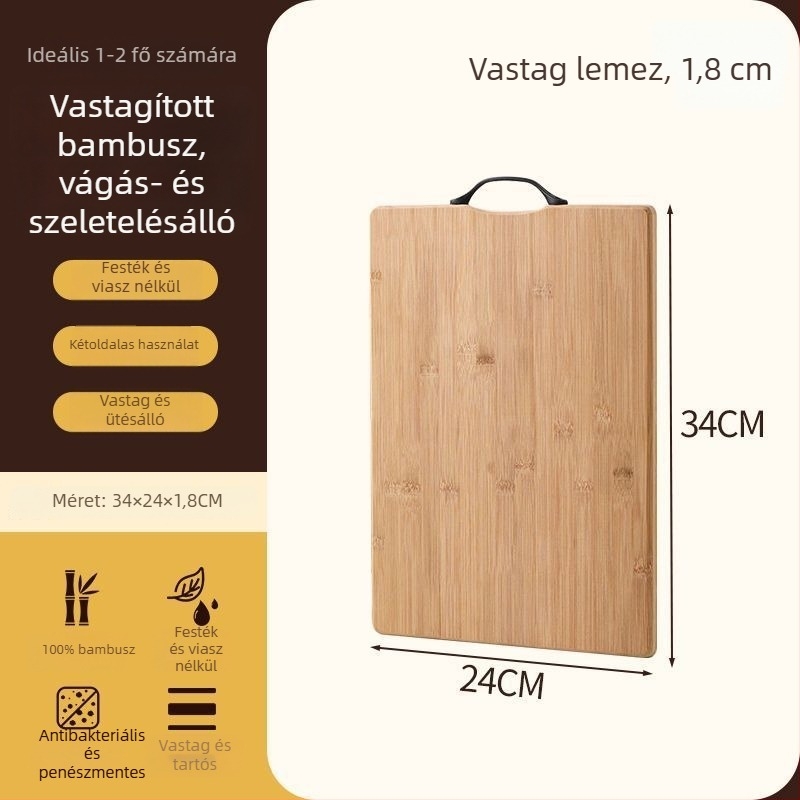 Qianxun bambusz vágódeszka – vastagított, antibakteriális, penész elleni, háztartási konyhai használatra