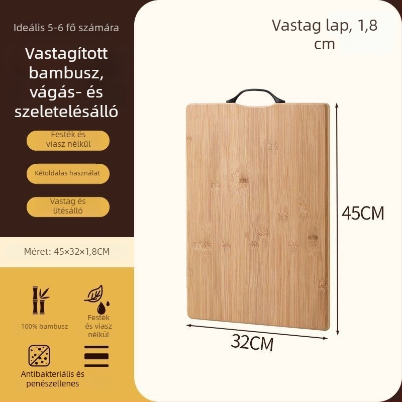 Qianxun bambusz vágódeszka – vastagított, antibakteriális, penész elleni, háztartási konyhai használatra