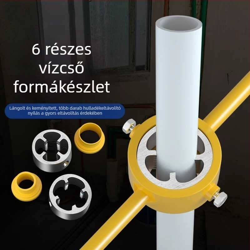 6 részes készlet PPR műanyag csövekhez: csőmenetoló és menetek készítésére szolgáló eszközök