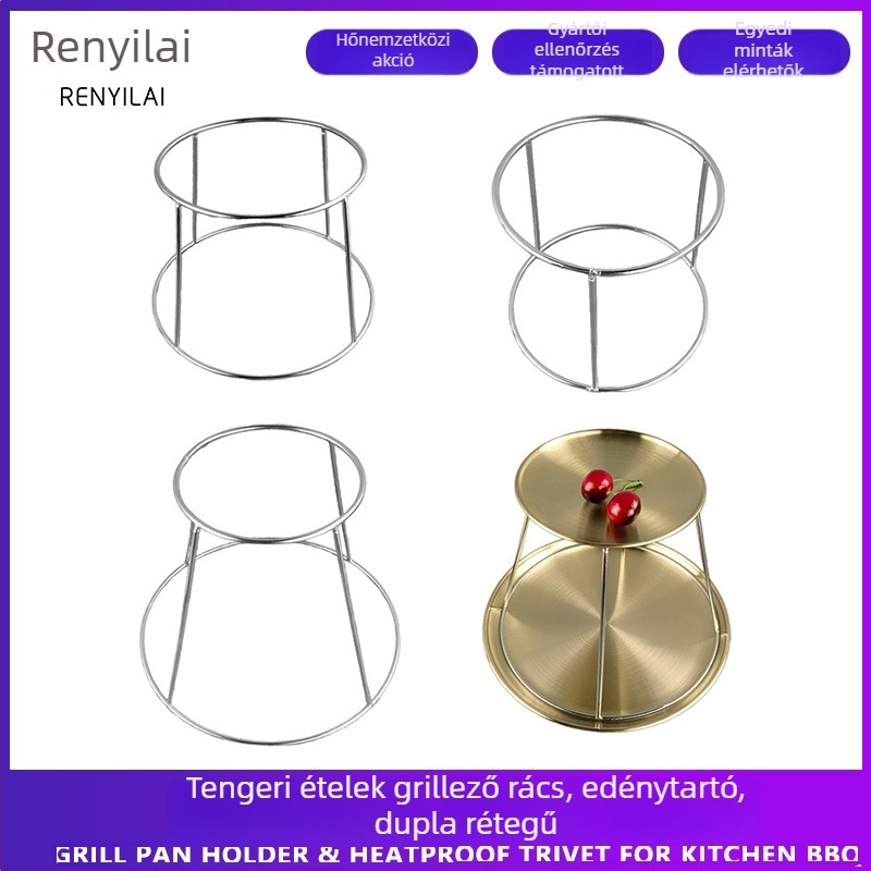 Rozsdamentes acél drótos tenger gyümölcsei tálcarakasztó készlet, 200 g, méretek 15–30 cm, testreszabás elérhető, kompatibil sütő tepsi tartókkal