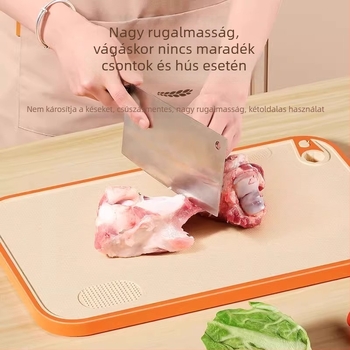 Kétszínű antibakteriális vágódeszka készlet – konyhai műanyag vágódeszkák búzaszalmából, csúszásmentes, csontok vágásához