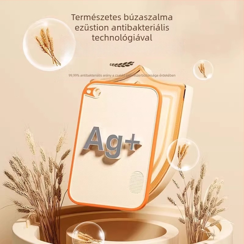 Kétszínű antibakteriális vágódeszka készlet – konyhai műanyag vágódeszkák búzaszalmából, csúszásmentes, csontok vágásához