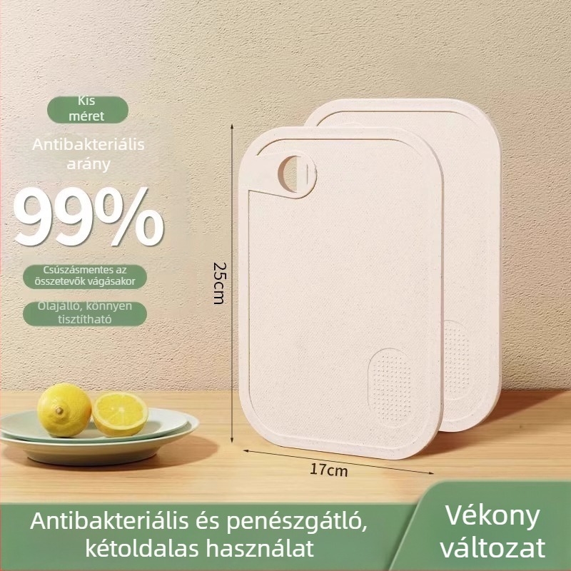 Kétszínű antibakteriális vágódeszka készlet – konyhai műanyag vágódeszkák búzaszalmából, csúszásmentes, csontok vágásához