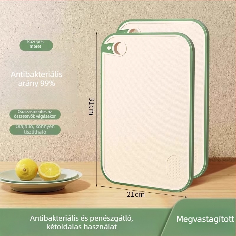Kétszínű antibakteriális vágódeszka készlet – konyhai műanyag vágódeszkák búzaszalmából, csúszásmentes, csontok vágásához