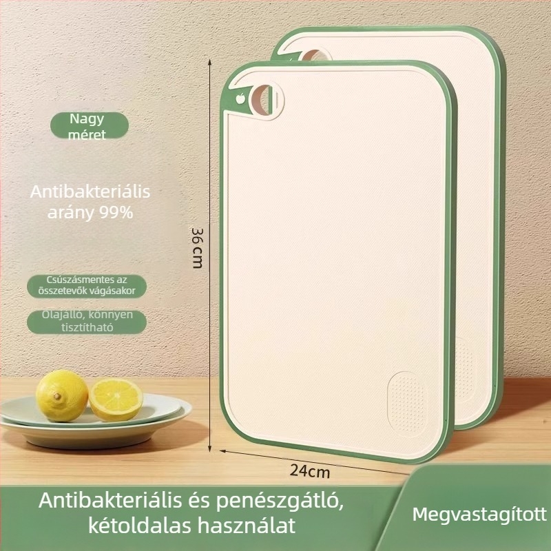 Kétszínű antibakteriális vágódeszka készlet – konyhai műanyag vágódeszkák búzaszalmából, csúszásmentes, csontok vágásához