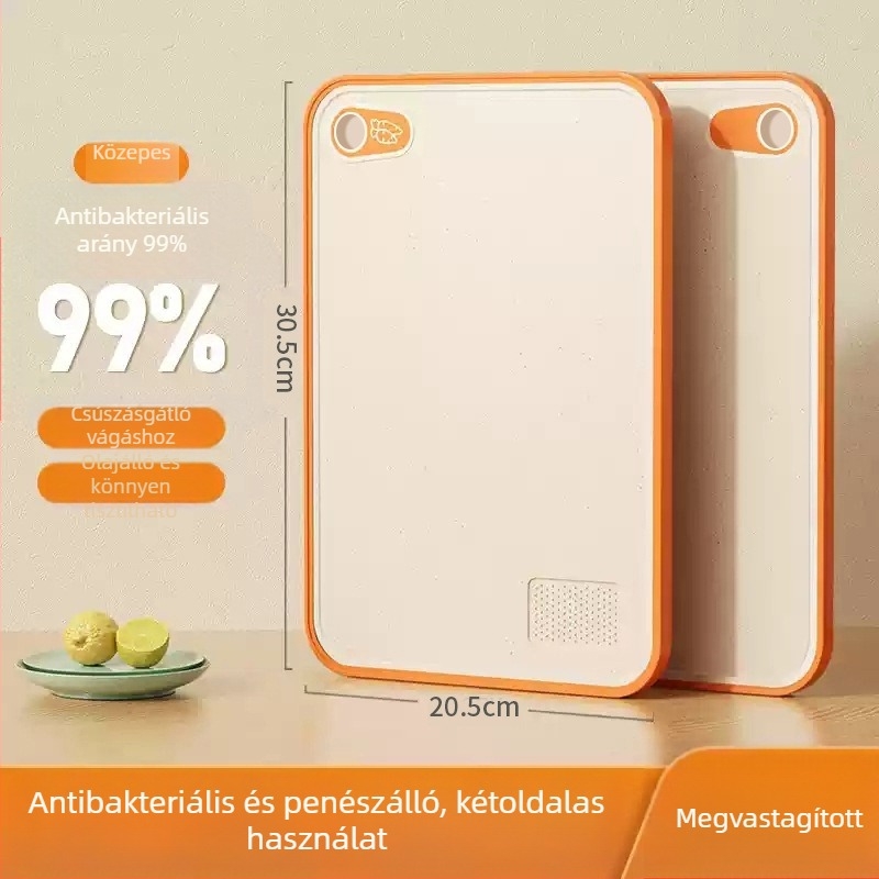 Kétszínű antibakteriális vágódeszka készlet – konyhai műanyag vágódeszkák búzaszalmából, csúszásmentes, csontok vágásához