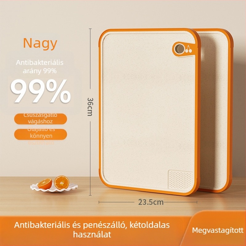Kétszínű antibakteriális vágódeszka készlet – konyhai műanyag vágódeszkák búzaszalmából, csúszásmentes, csontok vágásához