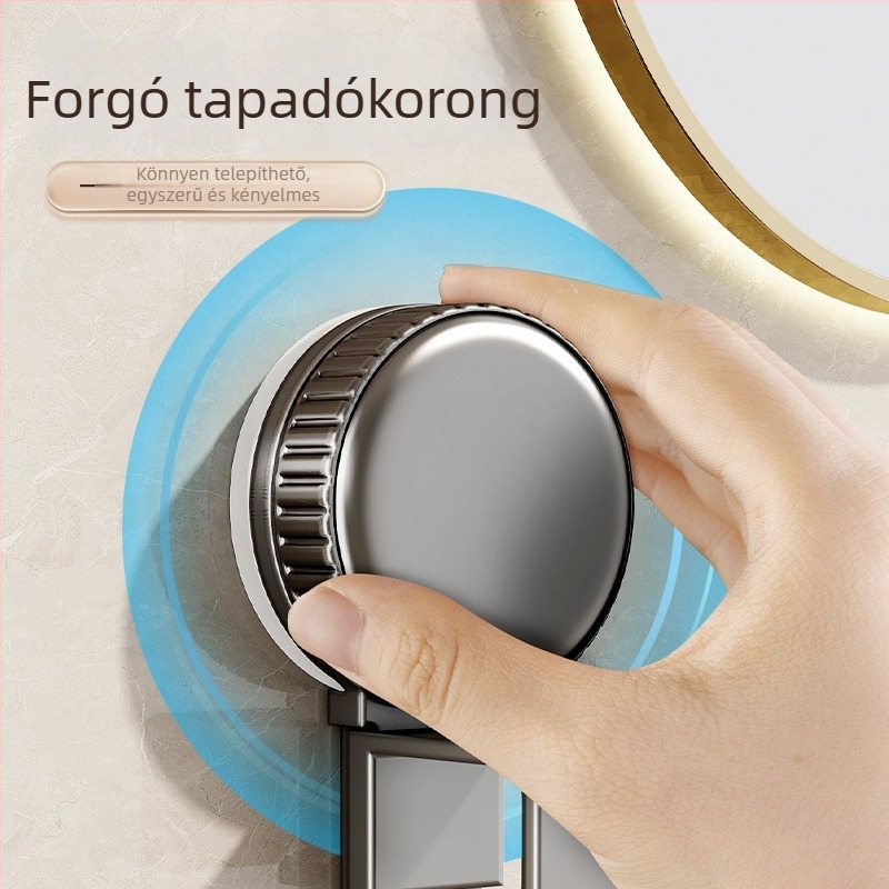 Szívófejes mosdó- és fürsőszobai tároló akasztóval – fúrás nélkül