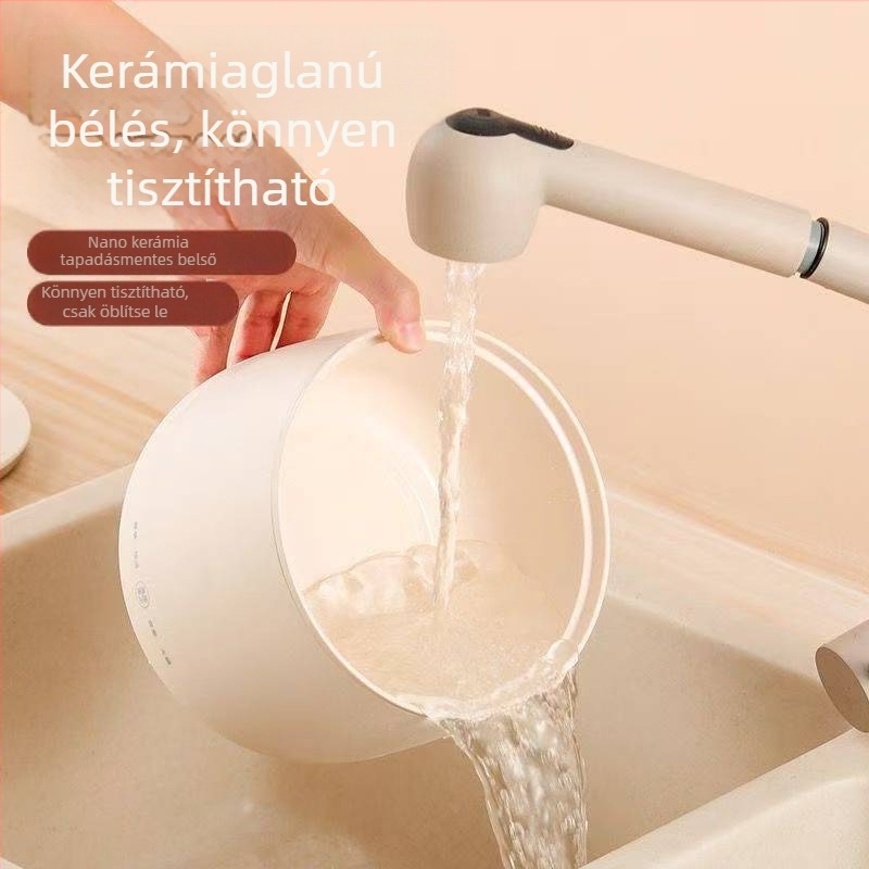 Mini rizsfőző és tészta-/nudli edény, mindent egyben kollégiumi szobába, 1 személyes kapacitás, belső kerámiabevonatú edény, mechanikus vezérlés, modell 9798