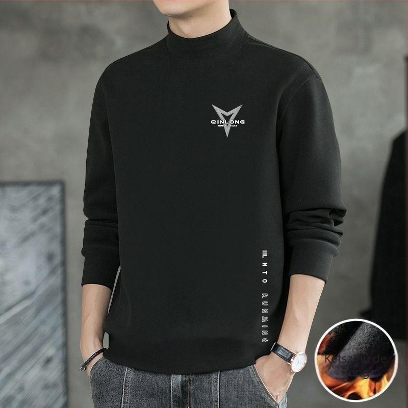 Férfi termikus alapréteg felső – álló gallér, fleece, hosszú Ujjú, szűk szabás, poliészter-keverék