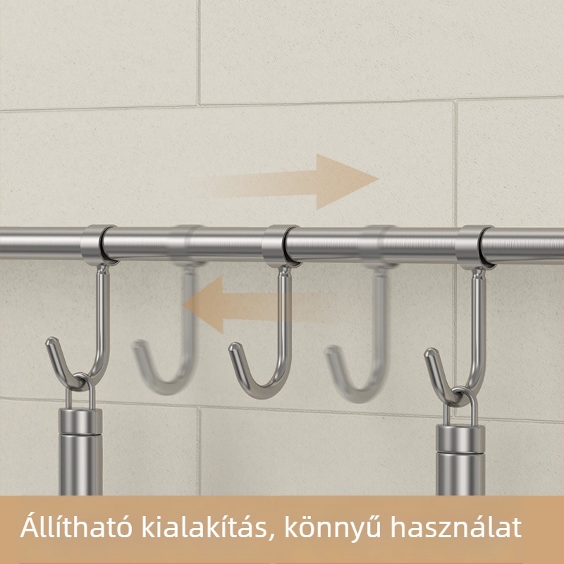 Rozsdamentes acél konyhai eszköztartó – falra szerelhető, csiszolt felület, egyetlen rúd