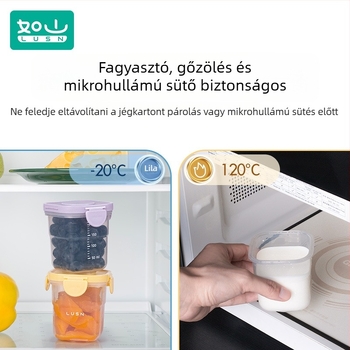 Babaélelmiszer-tároló doboz – négyzet alakú műanyag, mikrohullámú sütőbe tehető, frissesség megőrzése, kapacitás kevesebb mint 300 ml