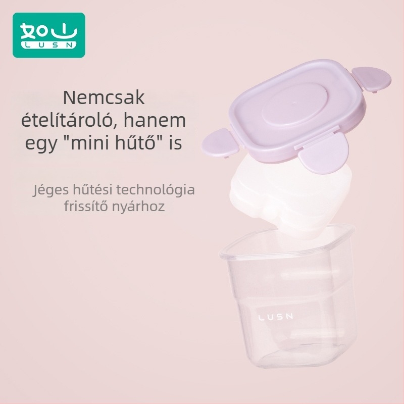 Babaélelmiszer-tároló doboz – négyzet alakú műanyag, mikrohullámú sütőbe tehető, frissesség megőrzése, kapacitás kevesebb mint 300 ml