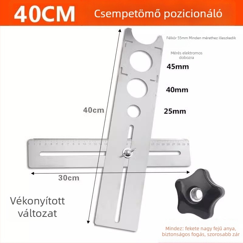 Általános eszköz csempékre nyitásokhoz és helymeghatározó vonalzó kőműves munkákhoz