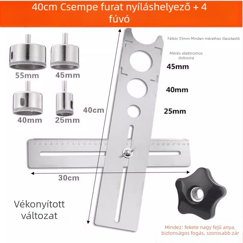 Általános eszköz csempékre nyitásokhoz és helymeghatározó vonalzó kőműves munkákhoz