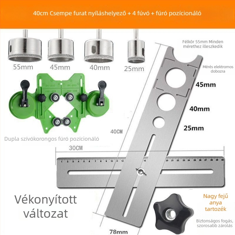 Általános eszköz csempékre nyitásokhoz és helymeghatározó vonalzó kőműves munkákhoz