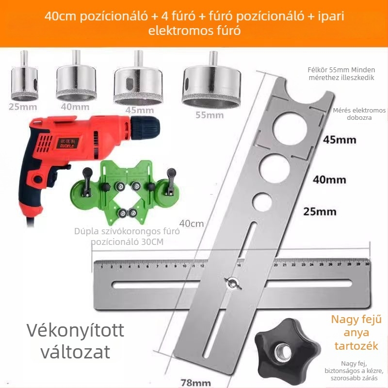 Általános eszköz csempékre nyitásokhoz és helymeghatározó vonalzó kőműves munkákhoz