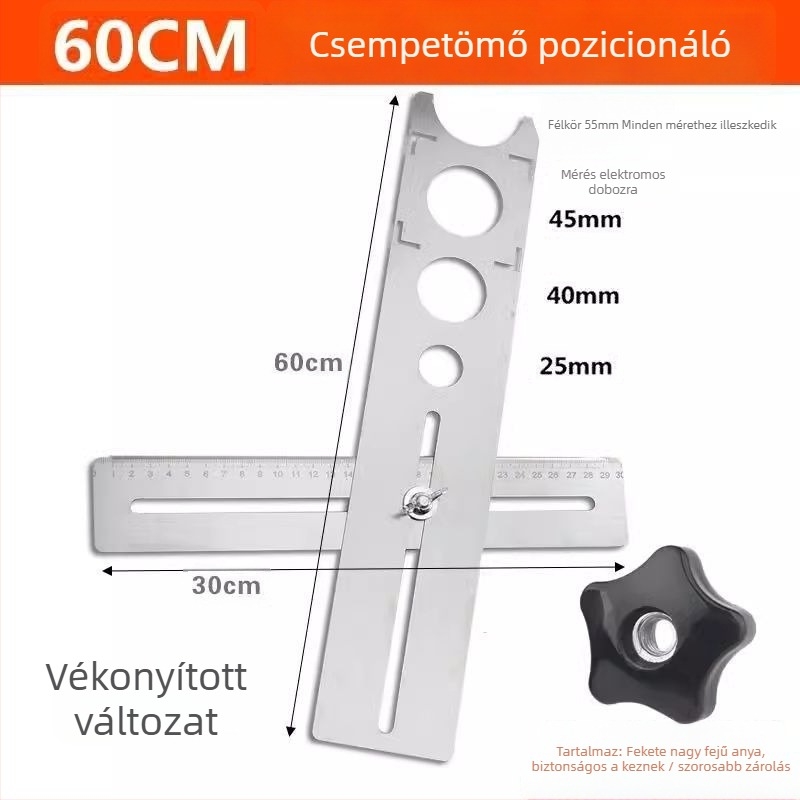 Általános eszköz csempékre nyitásokhoz és helymeghatározó vonalzó kőműves munkákhoz