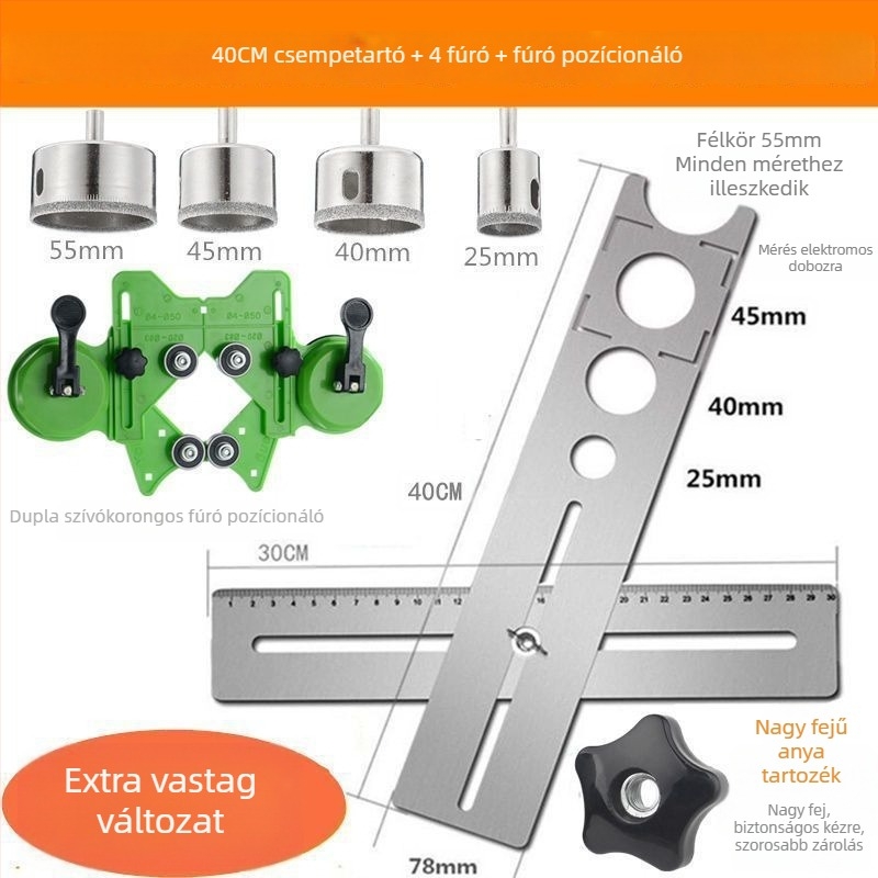 Általános eszköz csempékre nyitásokhoz és helymeghatározó vonalzó kőműves munkákhoz