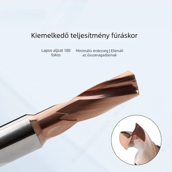 Wolfram acélból készült, keményfém bevonattal ellátott lapos aljú fúró, 180° geometriával