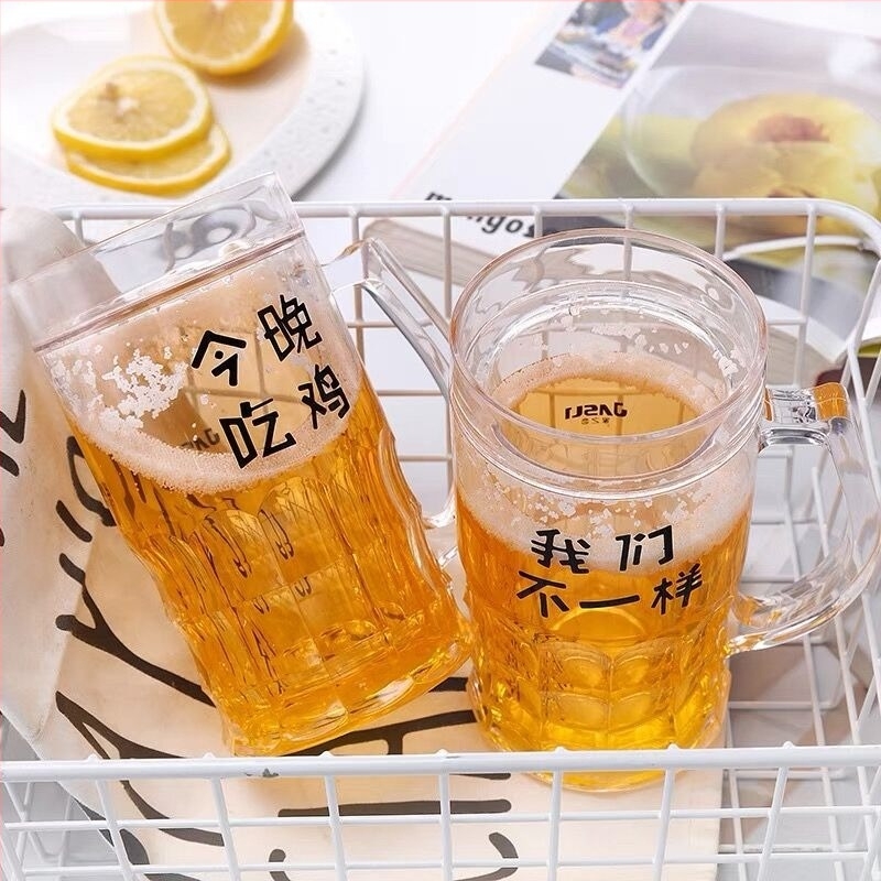 Duplafalú söröskorsó, szódavíz-lime üveg, gleccser mintázat, fogantyúval