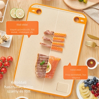 Vágódeszka búzaszalma anyagból, penészálló, csúszásmentes, skandináv stílusú